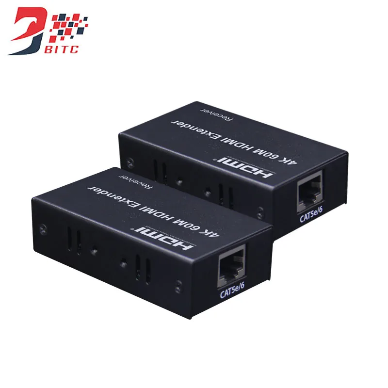 SZBITC HDMI удлинитель 60 м 4 к HDMI передатчик приемник по Cat 5e/6 RJ45 один кабель Ethernet конвертер