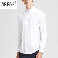 Высококачественные модные деловые мужские рубашки с длинным рукавом и отложным воротником однобортные однотонные рубашки для офиса крутые рубашки Z2652