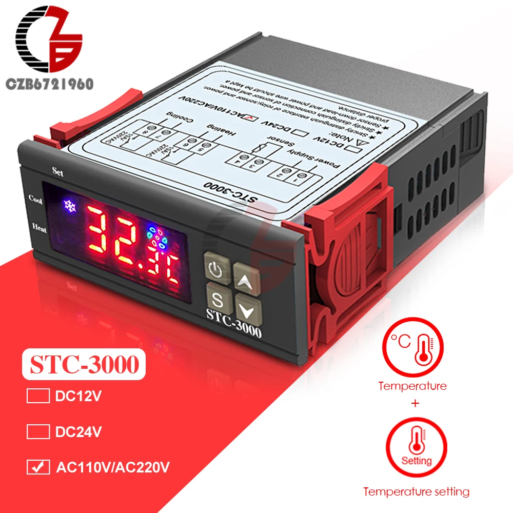 STC-3000 AC 110 V-220 V Цифровой термостат Температура контроллер регулятор инкубатор терморегулятор внутреннего нагрева охлаждающей воды