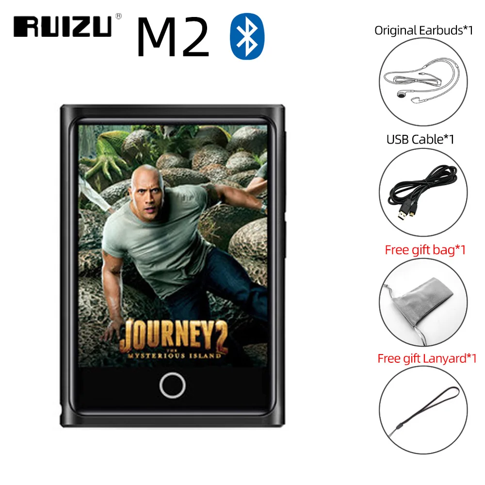 RUIZU M2 полный сенсорный экран MP3-плеер Bluetooth 8 Гб 16 Гб портативный аудио музыкальный плеер с fm-радио запись электронная книга видео плеер - Цвет: Black