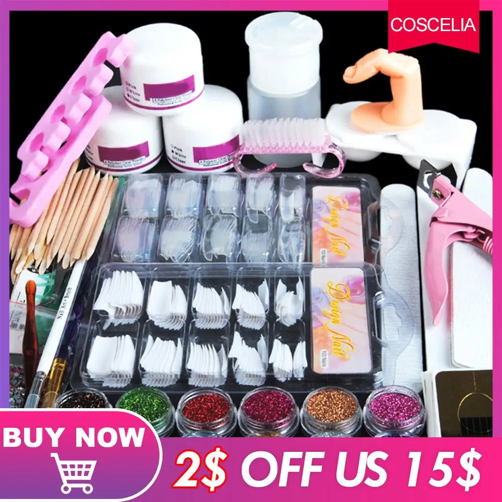

Manicure Set Nail Extension Set 3PC Acrylic Powder Set For Manicure 12 Colors Nail Glitter Nail Art Sets Acrylic Powder Clear