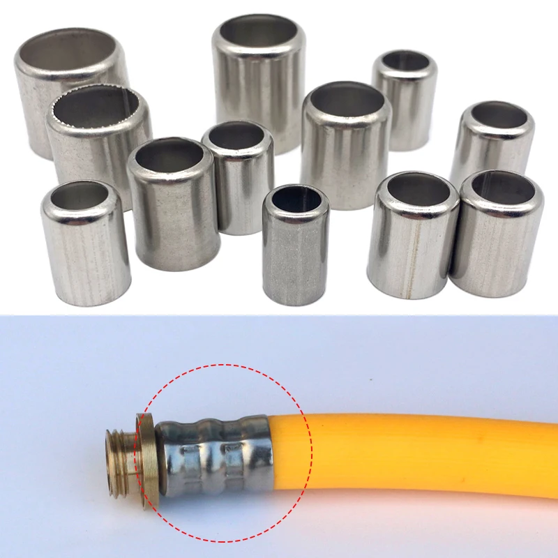 

50Pcs-Pack High-Pressure Hose Crimp Tools Stainless Steel Sleeve Pipe Exhaust Connector 11.5MM -18MM Pipe Joiner