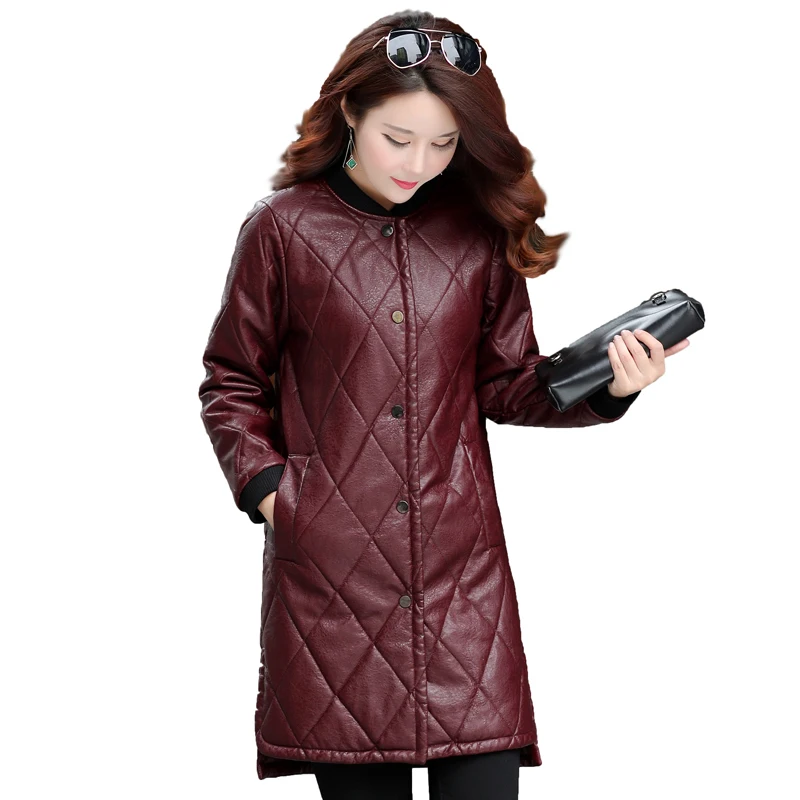 

Boollili Plus Size 5XL Winter Pu Leather Jacket Women Windbreaker Warm Thick Loose Long Faux Leather Jacket Casaco Feminino