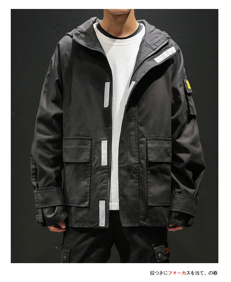 BQODQO черная модная мешковатая Повседневная куртка для мужчин, армейская Осенняя японская куртка в стиле милитари, парадная хлопковая уличная куртка для мужчин, Новинка