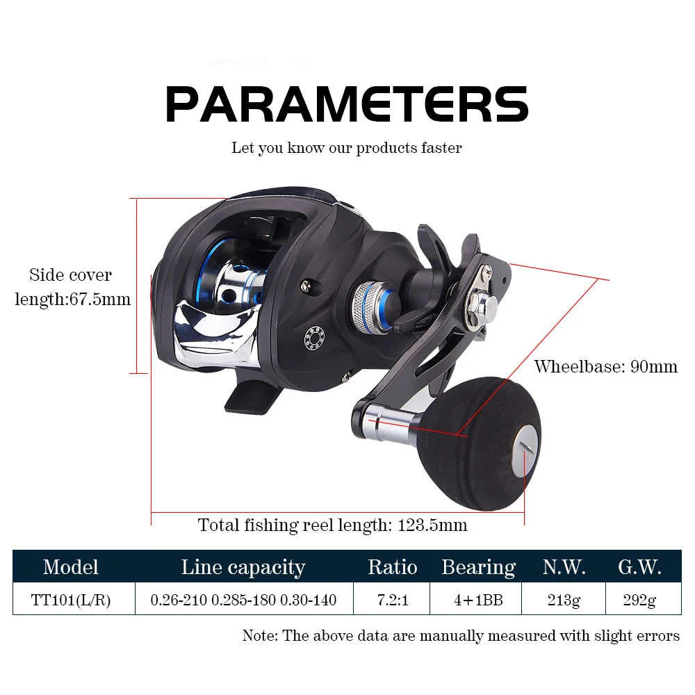 Правая левая рука Приманка литейная Катушка лодка плот рыболовное колесо 7,2: 1 4+ 1BB двойной тормоз Троллинг baitcasing Рыболовная катушка EVA ручка