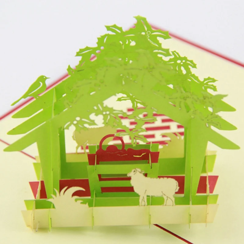 1 комплект теплица Рождественская открытка/3D карта «kirigami»/открытки ручной работы подарок