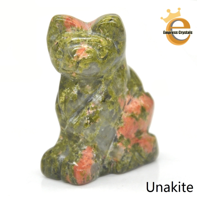Stone Carving Cat Figurine Natural Gemstone Quartz Agate Jade Crystal Healing Animals Statue Home Decoration