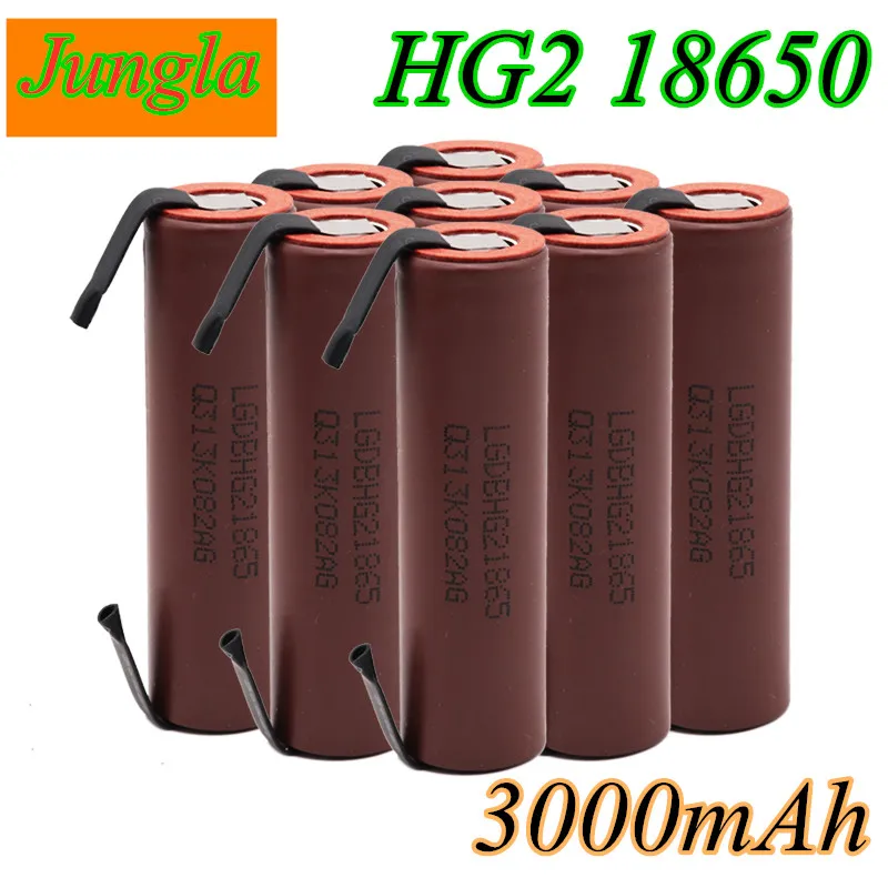 Аккумулятор HG2 18650 3000 мАч с припаянными ушками батареи для отверток 30 А