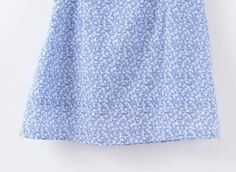 Holiday Center Bow Summer Vintage Blue Floral Print Beach Slim women mini dress vestidos dropshipping clothes vintage brandy na