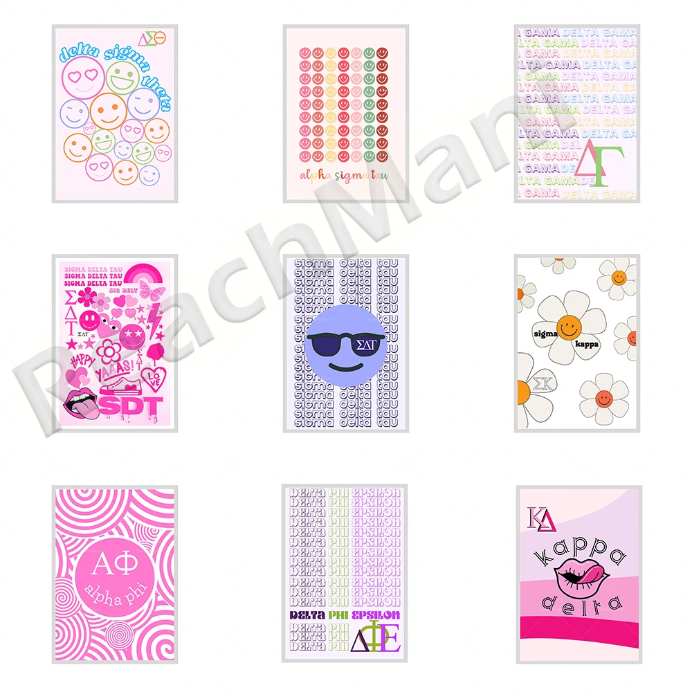Sorority Graffiti Poster, Sigma Kappa, Zeta Tau Alpha, Sigma Gamma Rho, Poster Artistici Estetici Decorativi Pastello Danesi