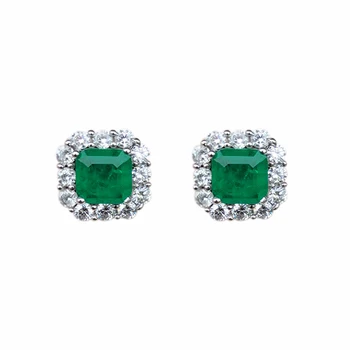 

Vintage Natural Emerald Earrings for Women Luxury 925 Sterling Silver Jewelry Earrings Wedding Anniversary Gift