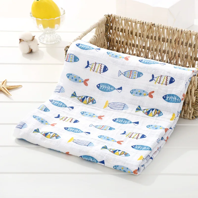 120cm*110cm 2 Layer Muslin Blanket Gauze Bamboo Baby Swaddle Blankets Newborn Baby Muslin Battaniye quilt