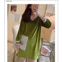 Золотой Бархат модный осенний набор женских халатов 1 шт. наборы ночных рубашек длинный рукав Женское ночное белье Домашний халат наборы костюм для отдыха