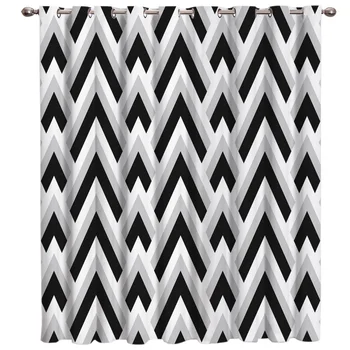 

Geomety Blue Grey And Black Room Curtains Large Window Blackout Bathroom Decor Swag Kids Window Treatment Sets Curtains And Drap
