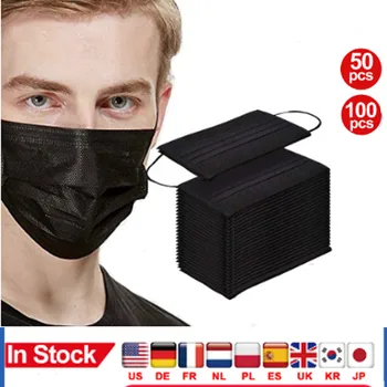 

50/100/150/200 Pcs black Mouth Mask Disposable Black Cotton Mouth Face Mask Anti-Dust Mask