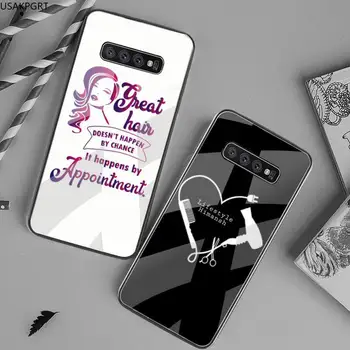 Kaufen USAKPGRT Hairstylist Salon Zitate Weiche Telefon Fall Abdeckung Gehärtetem Glas Für Samsung S20 Plus S7 S8 S9 S10 Plus Hinweis 8 9 10 Plus