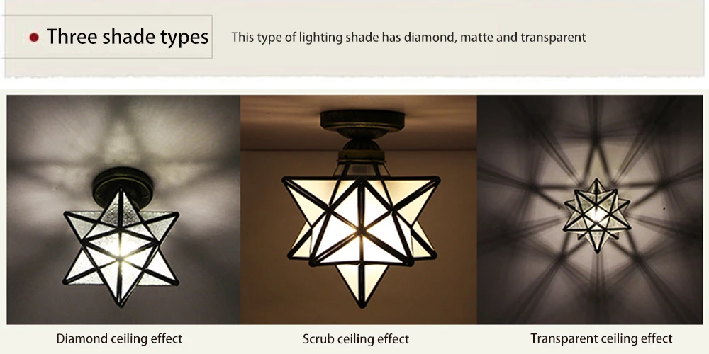Лофт винтажный потолочный светильник со звездами Тиффани стекло для прохода коридора крыльца магазина украшение подвесной светильник матовый
