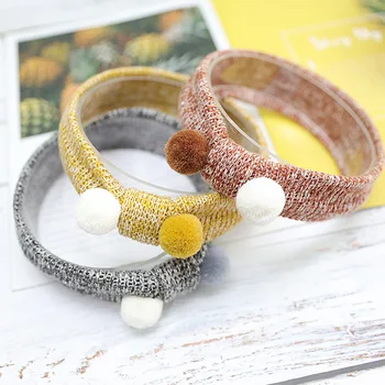 

Boutique 15pcs Fashion Cute Felt Pom Pom Headbands Solid Color Ball Newborn Princess Soft Hairbands Headwear Hair Accessories