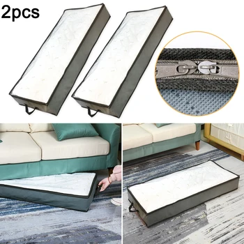 

2PCS Storage Bag Flexible Zippered Underbed For Comforter Blanket Household