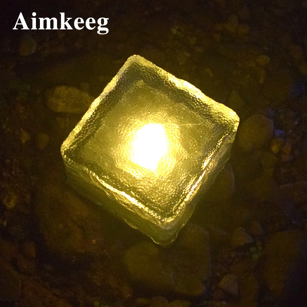 Solar LED Light Solar Path Underground Buried Brick Light Waterproof Buried Light Transparent Glass Ice Rock Brick Light
