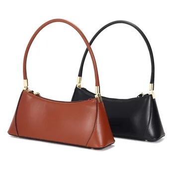 

2020 New Niche Design Retro Armpit Zipper Bag Women Main Material:Split Female Handbag Shoulder Net Red Solid Medieval Bag BA015