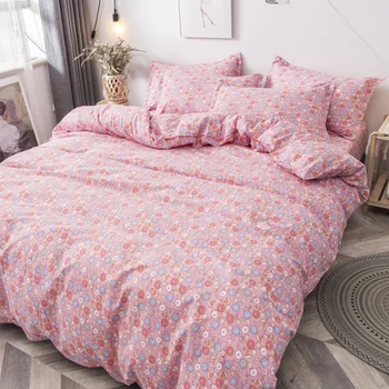 

Hot sale Bedding Sets Pink small floral quilt cover king queen full single family size bed linen set