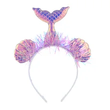 Русалочка, резинки для волос в европейском и американском стиле, Детские аксессуары для волос для вечеринки, принцесса, рыбий узор, Русалка, марля, цветок, животное, волосы Acc