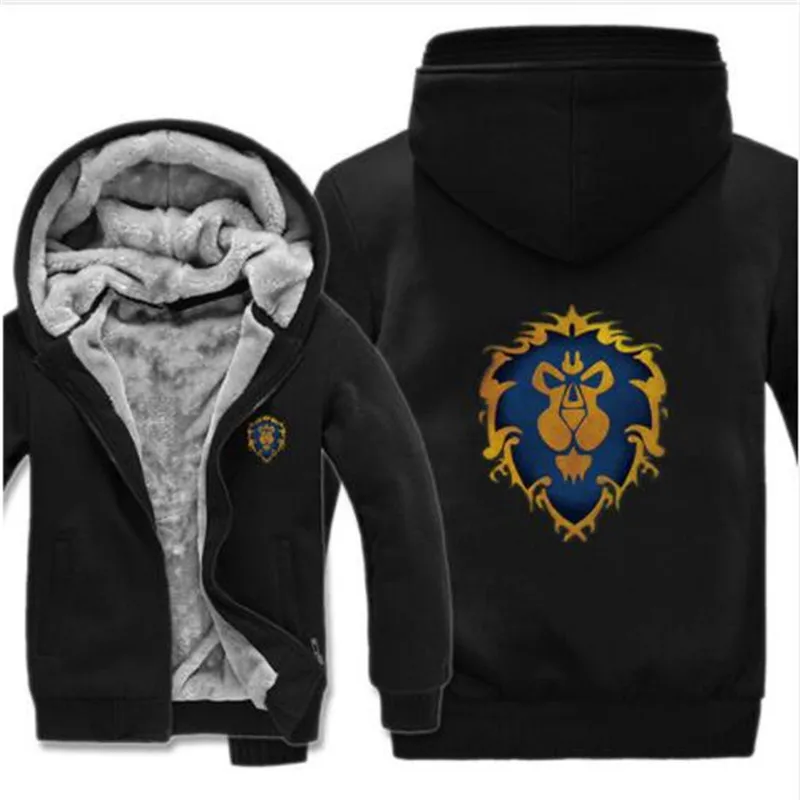  Game Dota 2 WOW Hoodies Jacket Winter Pullover Man Coat Men Wool Liner Fleece Unisex ALLIANCE&Horde