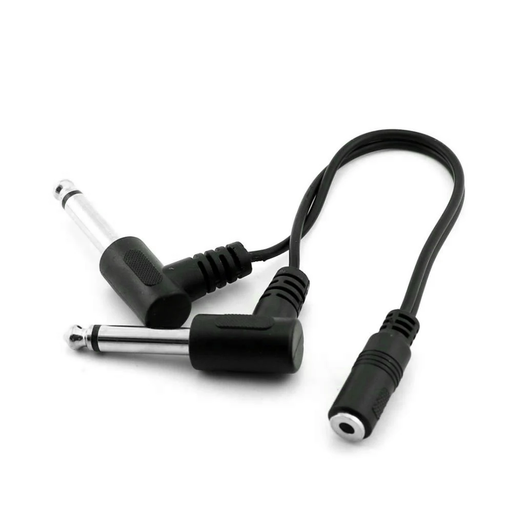 3.5mm (Mini) 1/8 TRS Stereo Female to 2 Dual 1/4 Inch 6.35mm Mono TS Male Y Splitter Cable 20cm/8inch