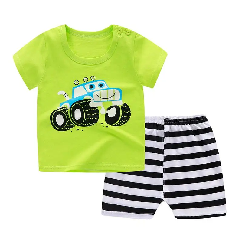 Летняя одежда для маленьких мальчиков, одежда для маленьких детей, костюм из топа и шорт для мальчиков и девочек одежда из хлопка комплекты для детей возрастом от 9 месяцев до 4 лет - Цвет: P28