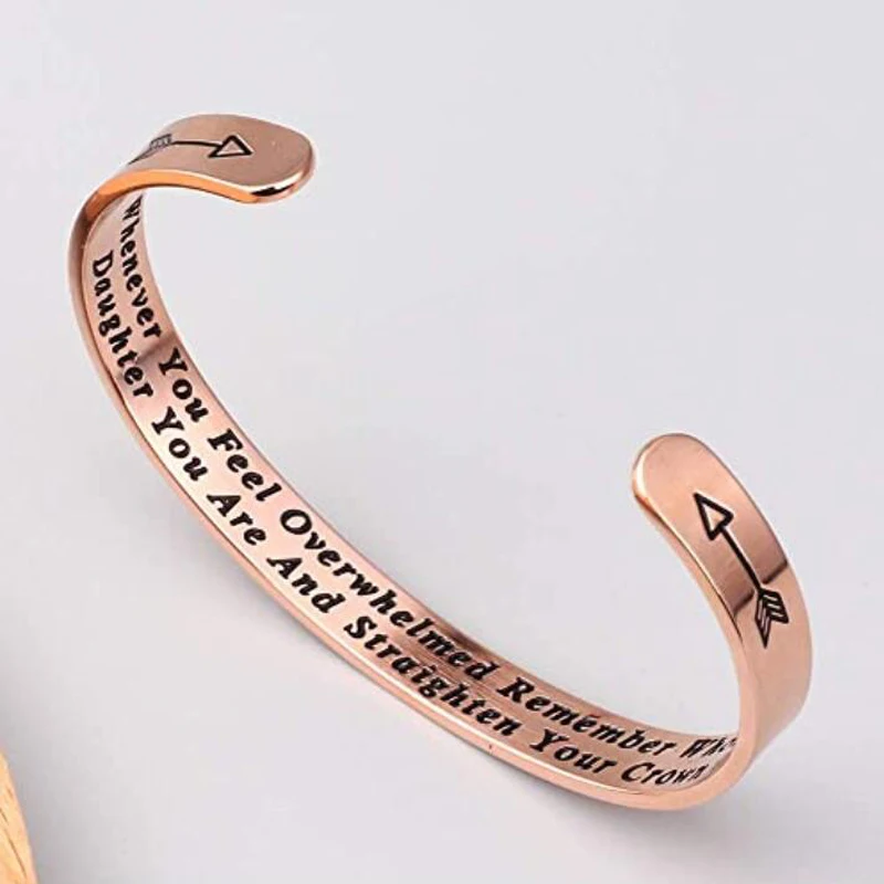 Whenever You Feel Overwhelmed Remember Whose Straighten Your Crown Bracelet Engraved Inspirational Bangle Gift for Mom Daughter bangle bracelet