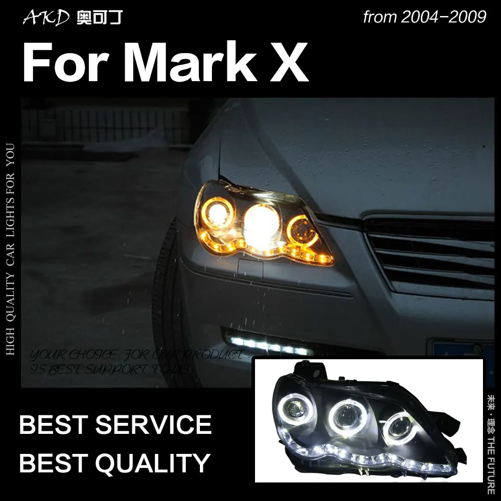 AKD Car Styling for Toyota Mark X Headlights 2004-2009 Reiz LED Headlight DRL Hid Head Lamp Angel Eye Bi Xenon Beam Accessories |