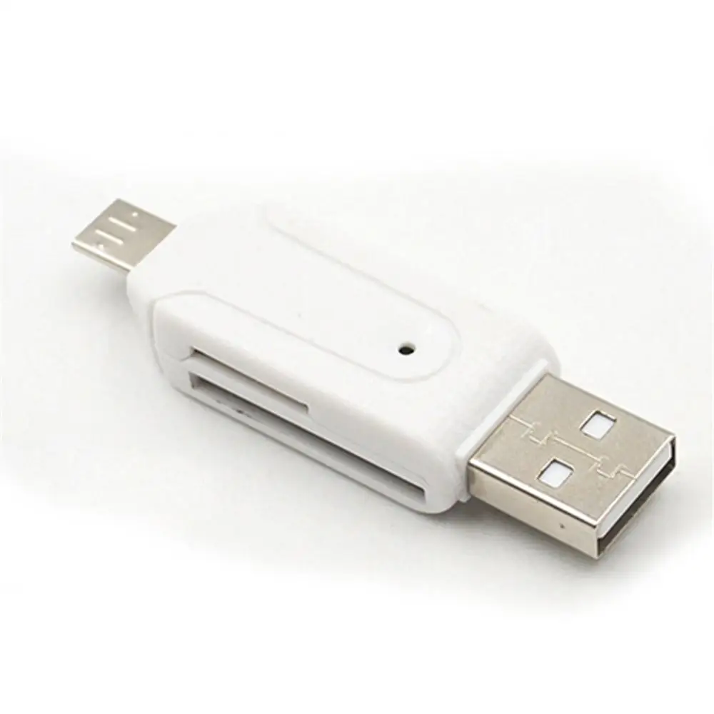 2 в 1 USB OTG кард-ридер Универсальный Micro USB память OTG TF/SD кард-ридер телефон разъем расширения Micro USB OTG адаптер - Цвет: Белый