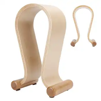 

High Quality Shape Headphone Holder Display Birch Color Wooden Environment Protection Headset Stand