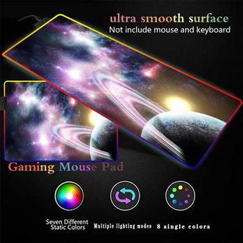 

Space Planet Planetary Ring RGB Gaming Large Mouse Pad Gamer LED Computer Mousepad with Backlight XXL for Keyboard Mice Mat