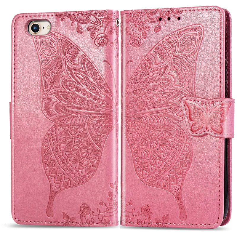 Кожаный чехол-бумажник с откидной крышкой для iPhone 6, 6s, 7, 8 Plus, 11 Pro, чехол iPhon X, XR, XS Max, чехол с бабочкой, PU+ TPU, чехол s для Apple, слот для карт
