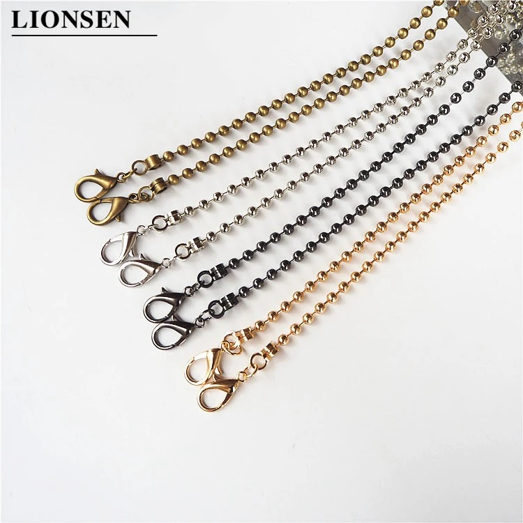 Lionsen 120cm Ball Replacement Chain Strap Metal link Clasp Purse Chain Bag Handle Shoulder Cross Body Handbags Chain Strap