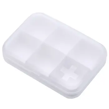

Tiny Clear Pill Box Portable Travel Vitamin Case Storage Organizer with Six Compartment Pills Container
