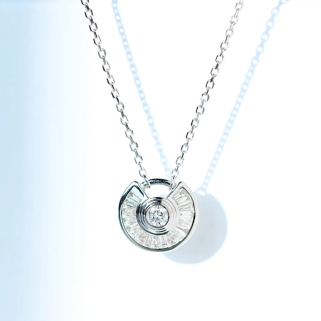 S925 Sterling Silver Necklace Pure Natural Diamond Pendant Christmas