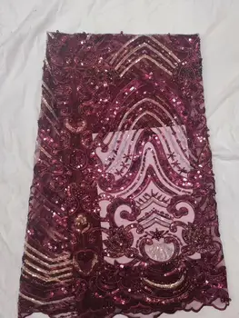 

Nigerian Lace Fabrics 5 yards 3D Sequins lace fabric net lace fabric 2019 Sequins, green lace fabric for women men wedding dress