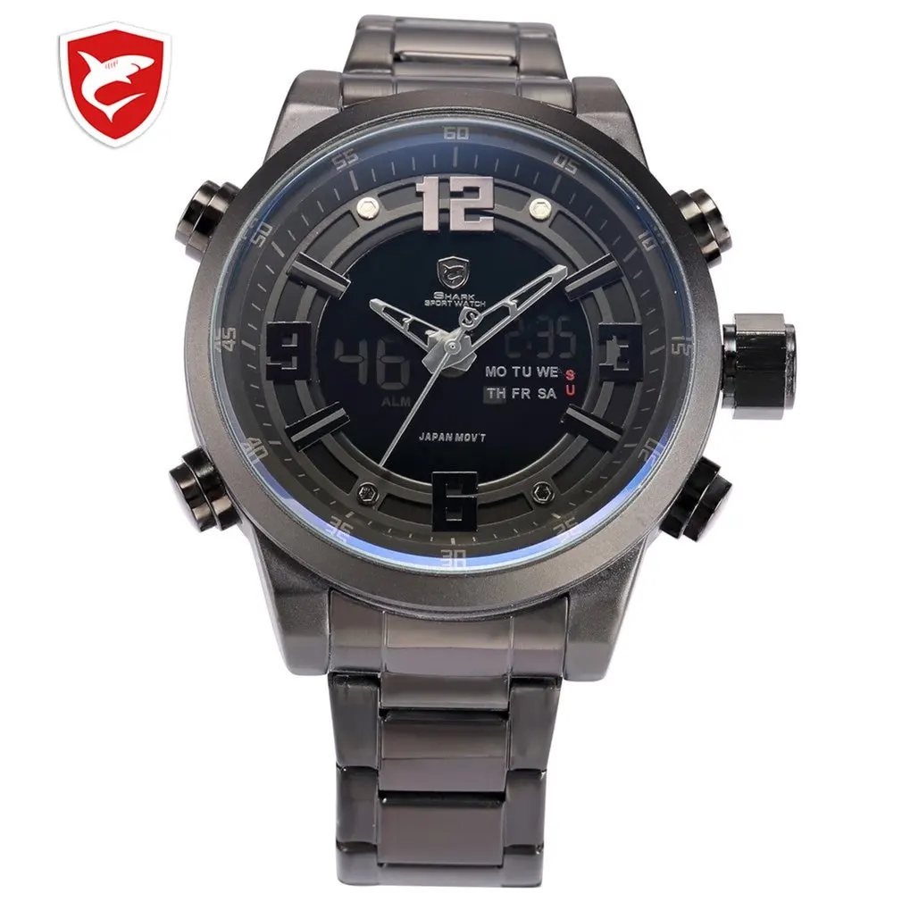 

Basking Shark Sport Watch Brand Fashion Chrono Men Waterproof Digital Military Steel Band Watches Clock Relogio Masculino