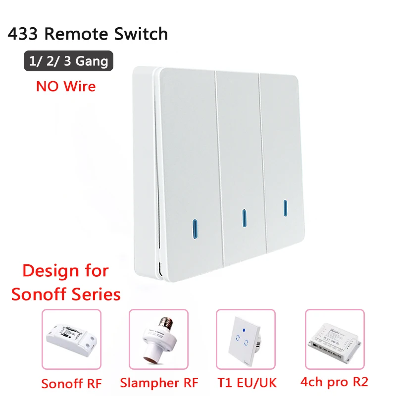 433Mhz Remote Control Wireless Switch for Sonoff T1 EU UK Sonoff 4CH Pro R2 Slampher 433.92MHz RF Remote Control Light Switch smart switch wireless remote controller smart universal remote control lamp base switch bluetooth voice remote control lamp holder switch