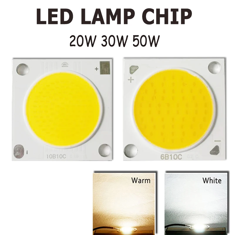 

20W 30W 50W Cold White LED Chips Floodlight Super Bright Hight Power Warm/Neutral White DC 30-32V Wholesale Round Lamp Beads