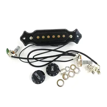 

1Set 6-String Single Coil Acoustic Guitar Pickup Harness with Volume and Tone Button for Electric Cigar Box Guitar Parts
