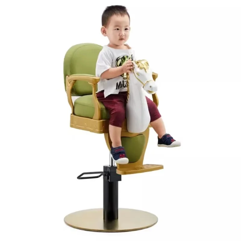 New children's hair chair cartoon Wooden horse chair children's hair cutting Zebra can lift