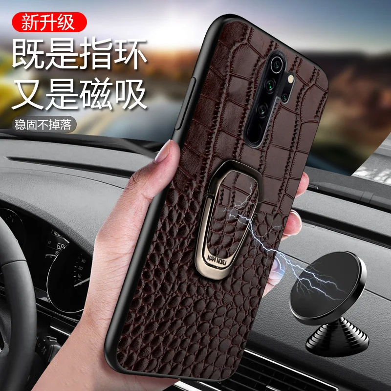 Discount Cheap 7ZpCT For Xiaomi Redmi Note 8 Case Luxury Genuine Leather Armor Car Magnetic Ring Holder Back Cover For Xiaomi Redmi Note 8 Pro Case