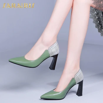 

Sarairis Fashion Hot Sale Genuine Cow Leather Pointed Toe Lady Pumps Woman Shoes Slip-On Spring/Autumn Fashion Shoes Women Pumps