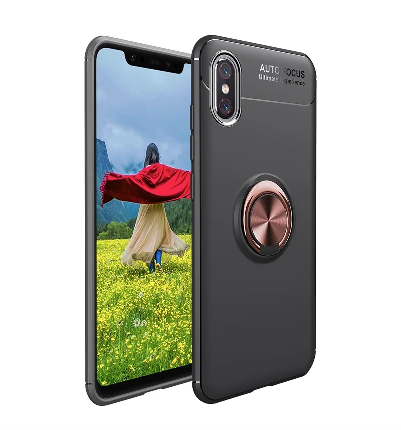 Black Gold Koosuk Мягкая силиконовая крышка для Vivo Y91i Y91C Y93S автомобильный держатель кронштейн палец кольцо Броня бампер мобильный телефон задняя крышка - Цвет: Black Gold
