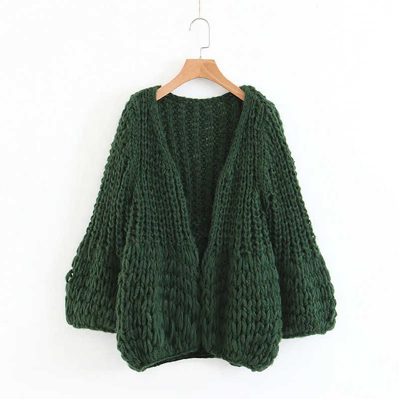 

MY874 Autumn Winter Women Fashion Hand Making Brief Solid Color Cardigan Ladies Korean Chic Match All Cardigans Sweater