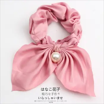

Twdvs Bowknot Elastic Headband Solid color Pearl Scrunchies Hair Bands Hair Ties Ponytail Holder Hair Accessories For Women Girl